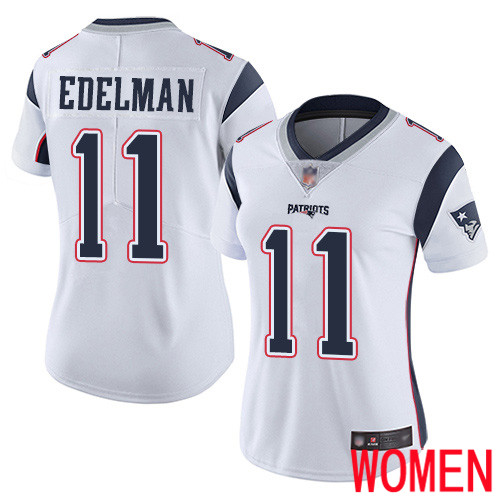 New England Patriots Football #11 Vapor Limited White Women Julian Edelman Road NFL Jersey->women nfl jersey->Women Jersey